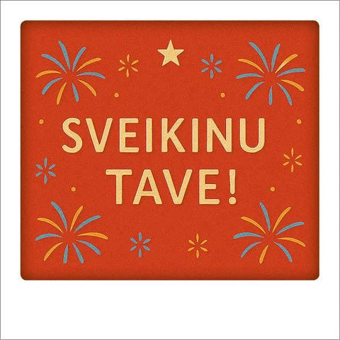 PERSONALIZUOTAS ATVIRUKAS „SVEIKINU TAVE!“: su vardu ir fejerverkų dizainu - COCO&CO