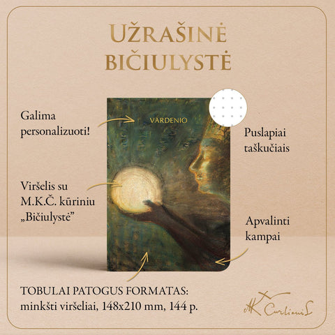 UŽRAŠINĖ BIČIULYSTĖ: su M. K. Čiurlionio kūriniu + galimybė personalizuoti - COCO&CO