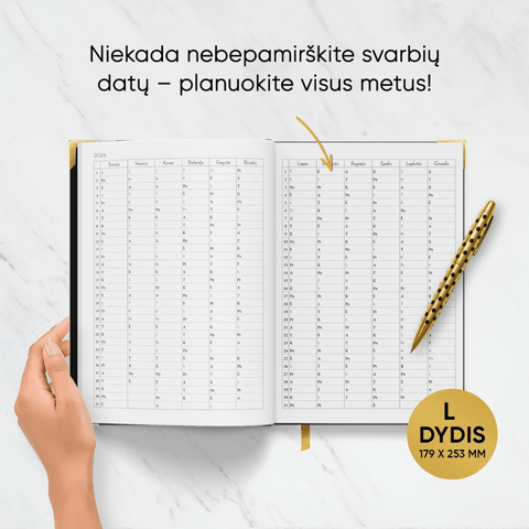 DIDELĖ JUODA COCO DARBO KNYGA: 2026 m. su Coco Chanel biografija ir citatomis (L dydis) + galimybė personalizuoti - COCO&CO