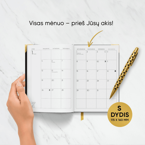 MAŽA JUODA COCO DARBO KNYGA: 2026 m. su Coco Chanel biografija ir citatomis (S dydis) + galimybė personalizuoti - COCO&CO