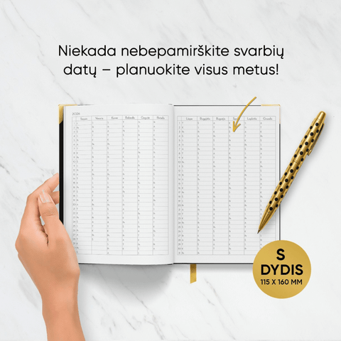 MAŽA JUODA COCO DARBO KNYGA: 2026 m. su Coco Chanel biografija ir citatomis (S dydis) + galimybė personalizuoti - COCO&CO