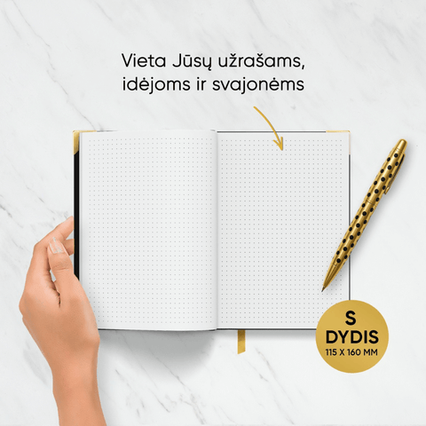 MAŽA JUODA COCO DARBO KNYGA: 2026 m. su Coco Chanel biografija ir citatomis (S dydis) + galimybė personalizuoti - COCO&CO