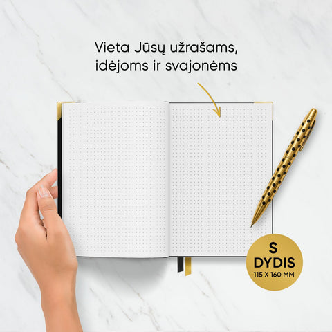 MAŽA JUODA COCO DARBO KNYGA: 2026 m. su Coco Chanel biografija ir citatomis (S dydis) + galimybė personalizuoti - COCO&CO