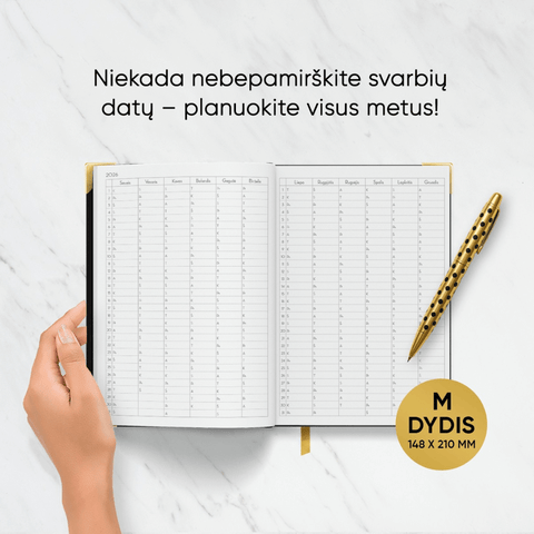 VIDUTINĖ JUODA COCO DARBO KNYGA: 2026 m. su Coco Chanel biografija ir citatomis (M dydis) + galimybė personalizuoti - COCO&CO