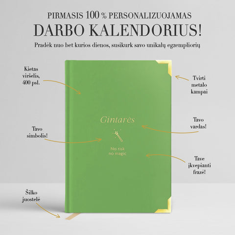 100 % personalizuojamas DARBO KALENDORIUS (MATCHA EDITION) – susikurk savo unikalų egzempliorių - COCO&CO